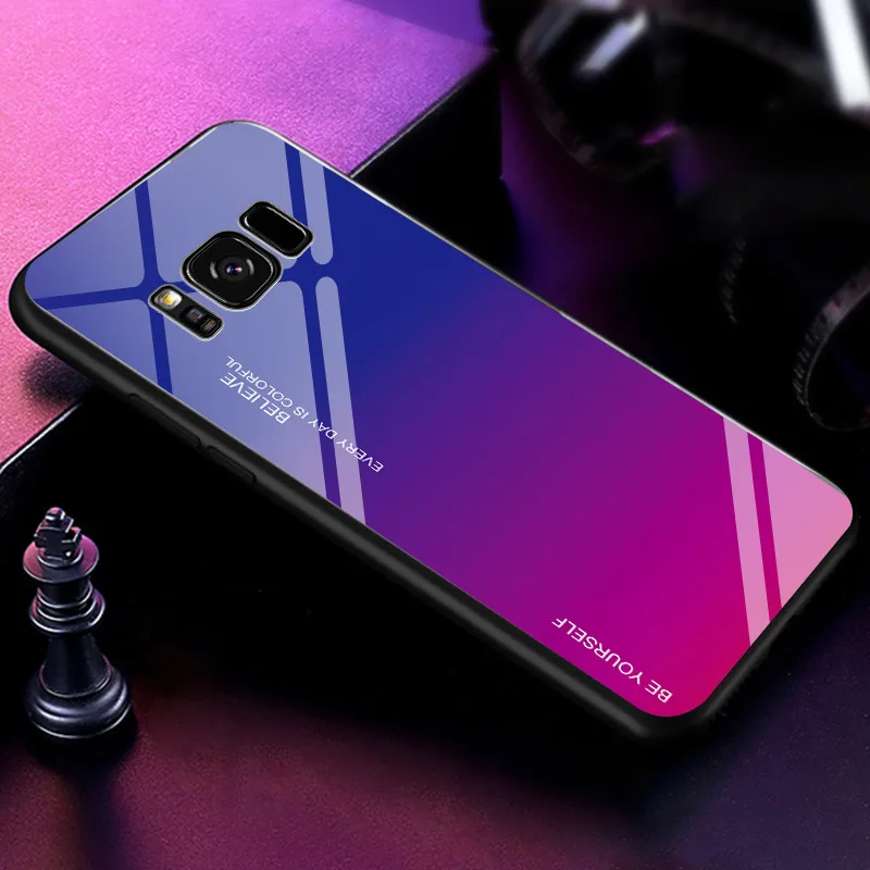 Стекло чехол для телефона для samsung Galaxy J6 J8 J4Plus A6 Note 8 9 10 Pro S10 S8 S9 плюс S10E S10 5G Градиент Жесткий поликарбонатный чехол Крышка - Цвет: 04