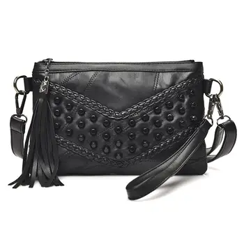 

LJL-Fashion Tassel Women's Bags Luxury Fringed Handbags Genuine PU Leather Women Messenger Bag For Girls Crossbody Bag Females C