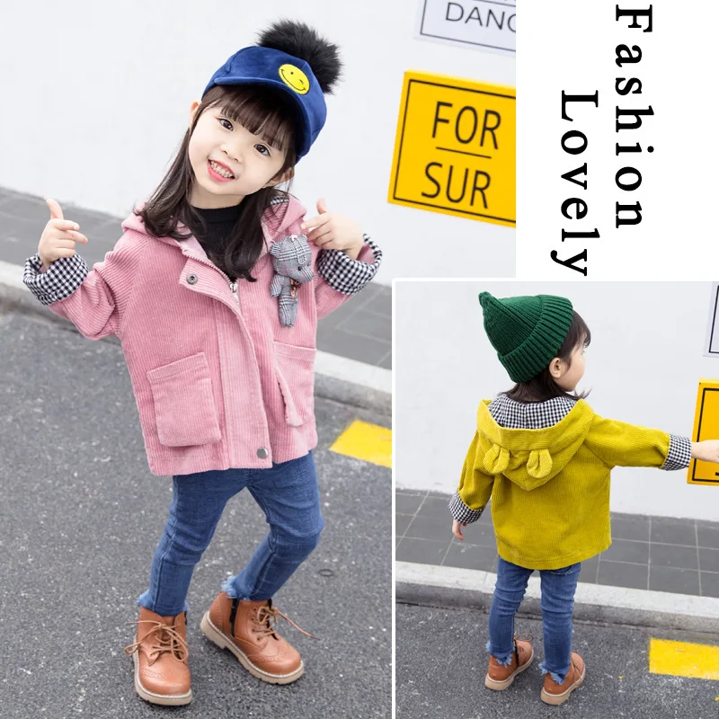 

Children Corduroy Coat 2019 Spring And Autumn New Style 1-6-Year-Old Girl Western Style Bear Corduroy Coat