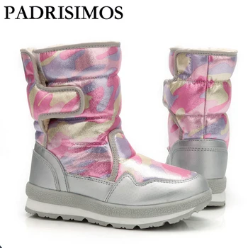 

2020 New Children's Boots Little Girl Pink Snow Boots Winter Warmth Thickening Pure Wool Women's Boots Non-slip Children's Boots