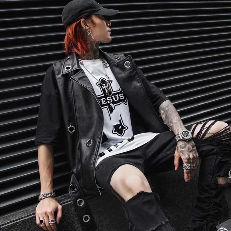 春夏ファッションメンズ Pu レザーノースリーブジャケット調整腰のチョッキパンクスタイルフェイクレザー Motorycle バイカー男のベスト Aliexpress Men S Clothing