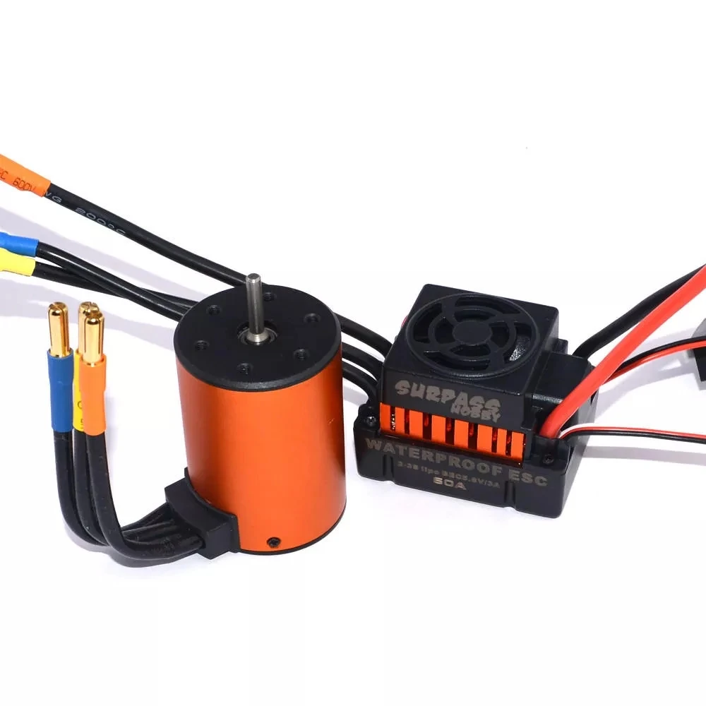 

Surpass Hobby Waterproof 3650 4300KV Brushless RC Car Motor With 60A ESC Set For 1/10 RC Car