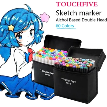 

TOUCHFIVE Marker 60 Colors Alcohol Based Sketch Felt-Tip Twin Brush Sketching Markers Liner For Drawing Water Pen Acrylic Marker