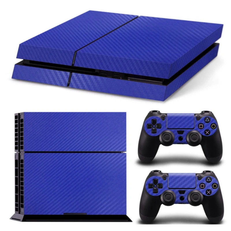 Console Carbon Fiber Skin Sticker Wrap Controller Dustproof Vinyl Cover Decal Protective Case Shell Compatible with PS4 