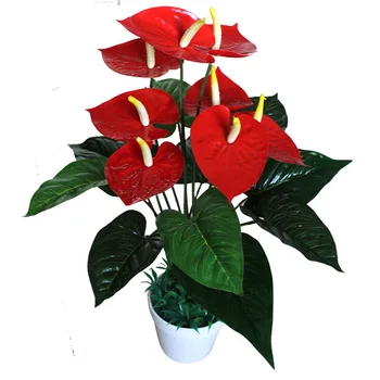 

Artificial Flower Imitation Flowers Small Anthurium Andraeanum Lind Decoration Simulated Green Plants Living Room Floor Bonsai I