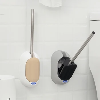 

Toilet Brush & Holder Household Bathroom Cleaning Tool Wall Mount Long Handle Cleaning Brush Plastic Bathroom Accessories