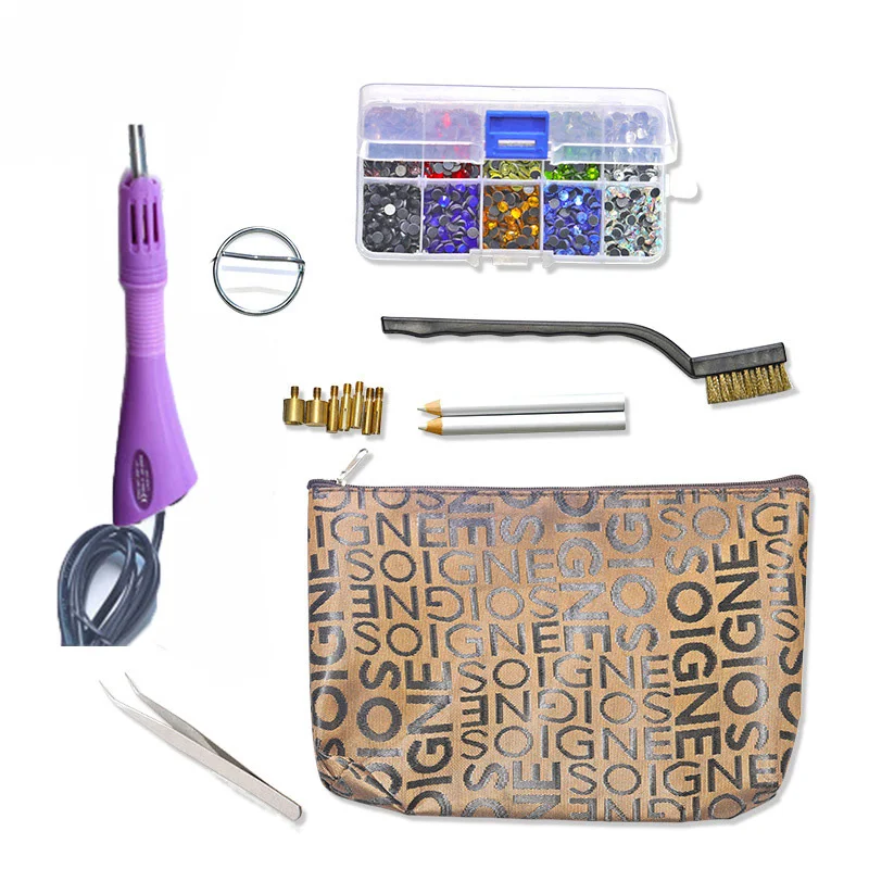 Functional Rhinestone Setter Hot Fix Stud Applicator Wand Heater Tool Kit Set For Clothes