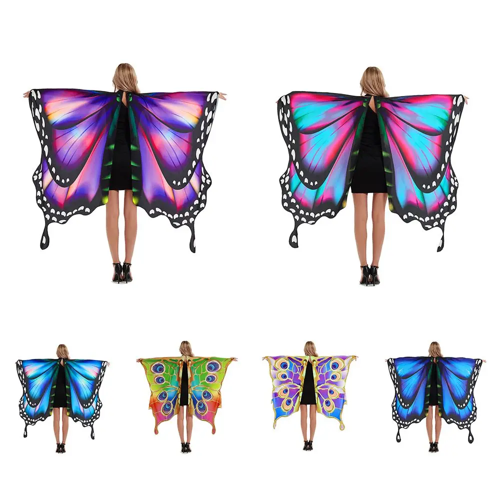 New Butterfly Wings Shawl Halloween Costume Ladies Cape Scarf Soft Fabric Fairy Costumes Accessory Shawl Festival Rave Dress