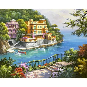 

40x50cm Painting By Numbers DIY Digital Painting Flower Bicycle Flower Street Frameless Drawing by numbers On Canvas DIY Paint