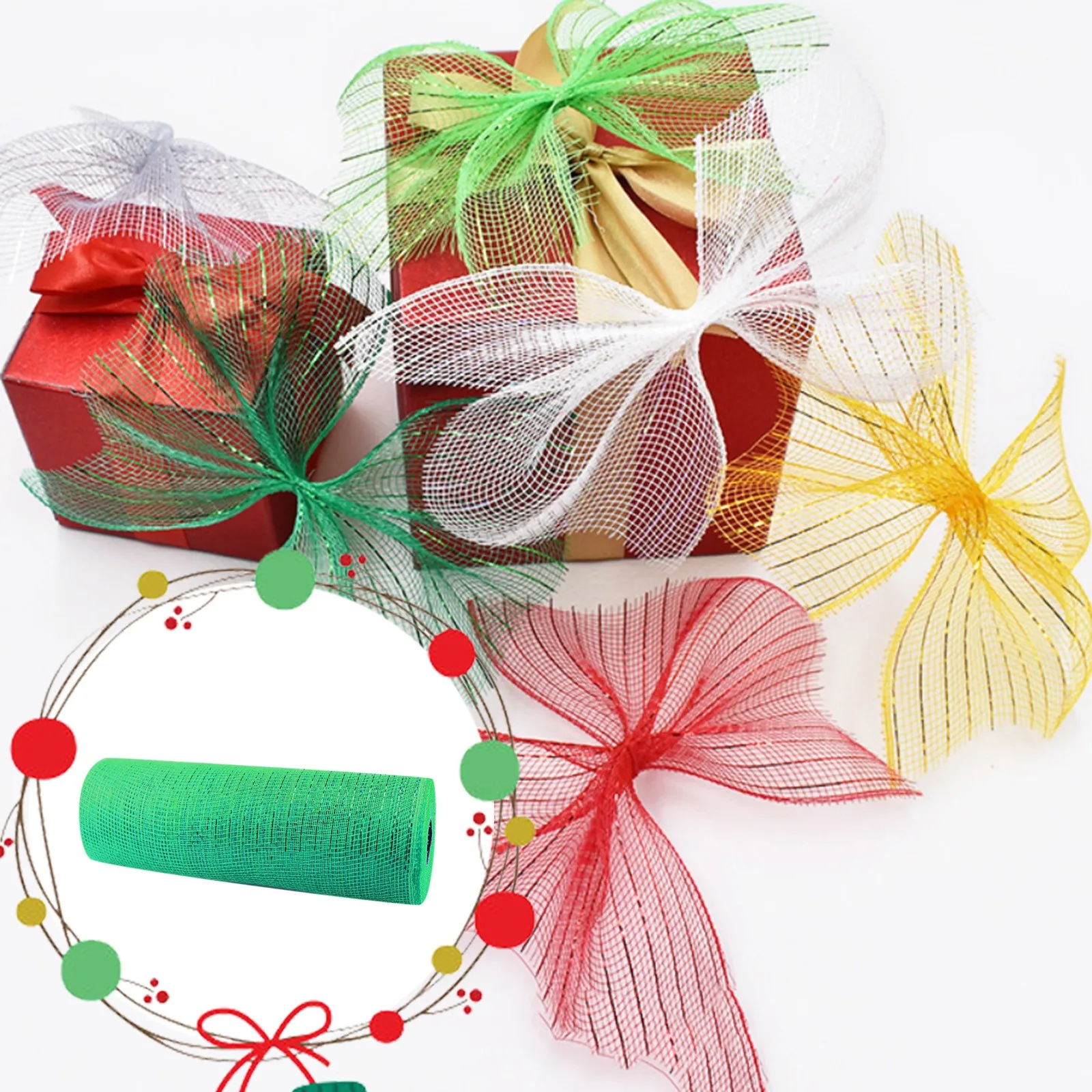 Ribbon Decoration Ribbon Supplies Wrapping Ribbon Christmas Ribbon 26cm 10yards Deco Poly Mesh Ribbon 10 Inch Wide Metallic Ribbon For Christmas Decoration Valentine's Day Diy Wrapping Ribbons