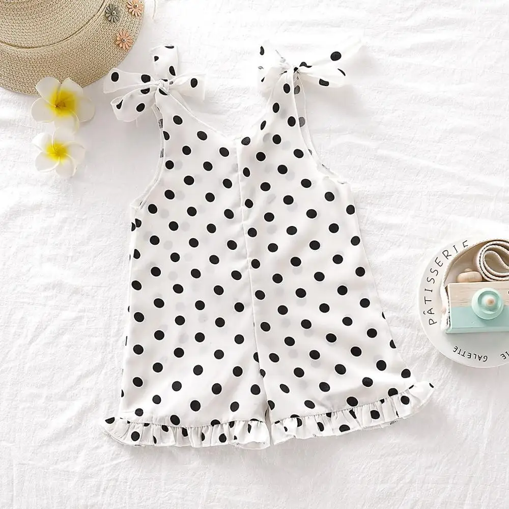 Baby Rompers for Girls Fashion Dots Print Newborn Bebes Jumpsuits Pajamas Summer Sleeveless Infant Sunsuit Children Clothes 1-5Y
