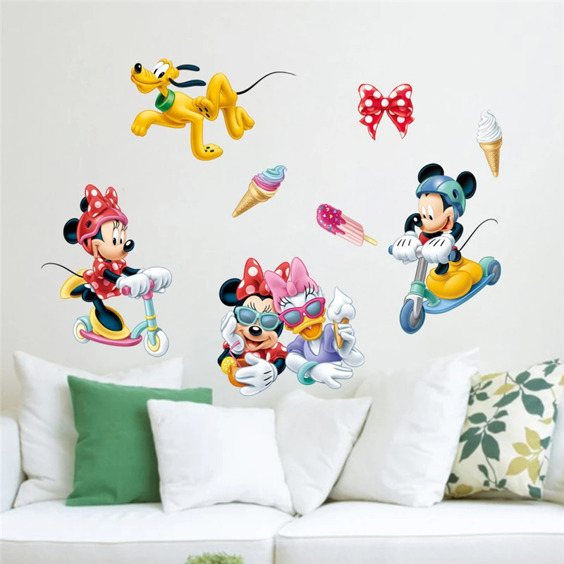 lovely Mickey Minnie Wall Stickers For Kids Room Children Bedroom Wall Decoration