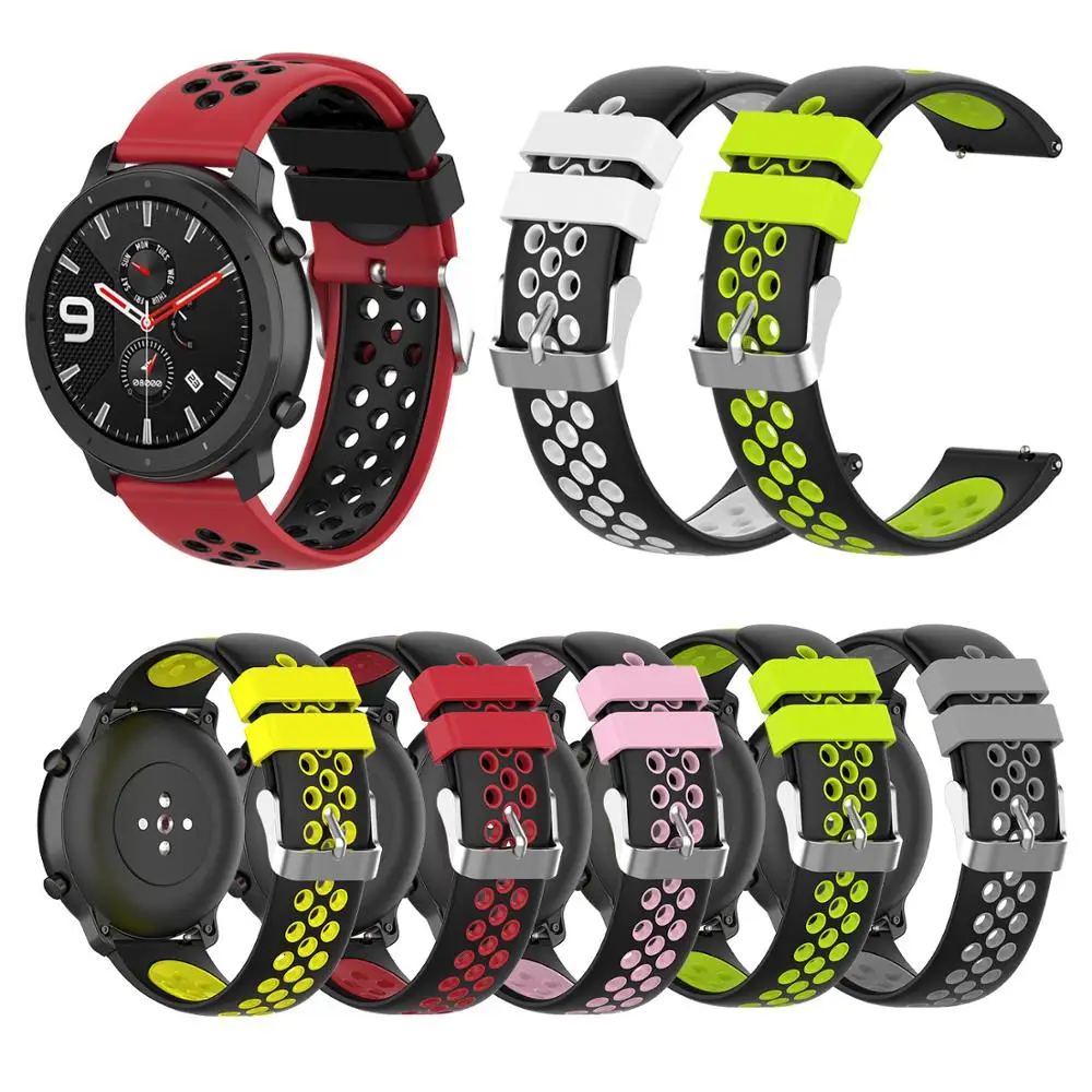 

Silicone Watch strap for Xiaomi Huami Amazfit GTR 47mm 42mm band for Amazfit Bip lite/Pace/Stratos 2 2S bands Bracelet Watchband