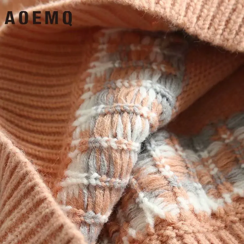 AOEMQ зимние свитера индийские народные винтажные женские свитера с принтом розовые треугольные формы на Хэллоуин сумасшедшие свитера женская одежда