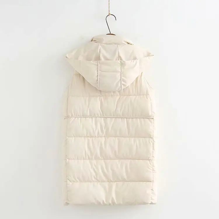 Большие размеры, женский длинный бежевый жилет без рукавов, пальто, новинка, зимний Повседневный женский жилет с капюшоном и карманами, женские топы, зимний жилет