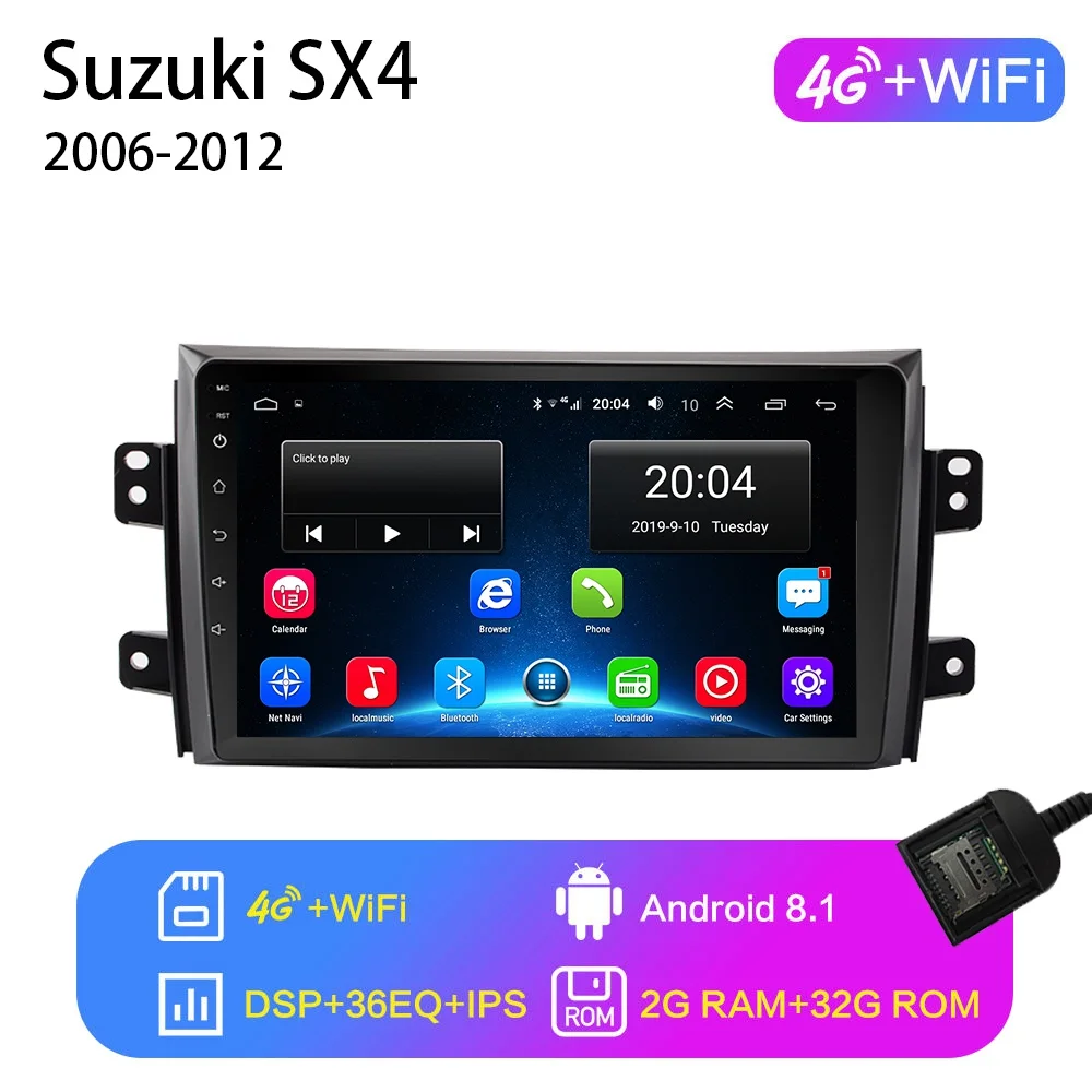 4G-WiFi 2G-32G 2G+ 32G " 2din Android 8,1 GO автомобильный dvd-плеер для Suzuki SX4 2006 2007 2008 2009 2010 2011 2012 автомобильный Радио gps навигация wifi - Цвет: 4G-WiFi 2G-32G