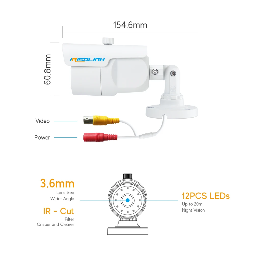 Irisolink HD 720P CCTV камера TVI CVI/AHD/CVBS 4-в-1 ИК ночного видения IP66 водонепроницаемые внешние 1MP Bullet камера для домашней безопасности