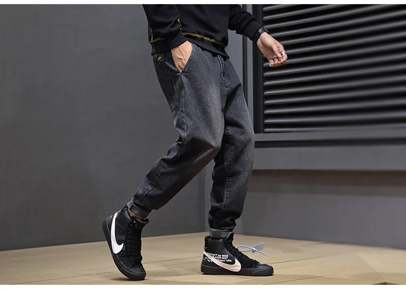 Fashion Streetwear Men Jeans Loose Fit Patch Designer Denim Cargo Pants Men Harem Jeans Vintage Retro Hip Hop Jogger Jeans Homme