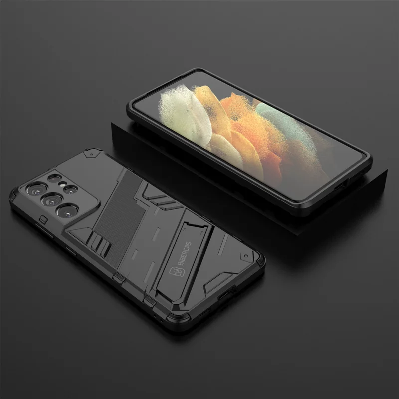 Armor Cyber Shockproof Case For Samsung Galaxy S21 FE S22 Ultra Plus M31 M51 A12 A13 A32 A52 A72 A53 A33 A03S Slim Stand Cover galaxy s21 fe 5g case