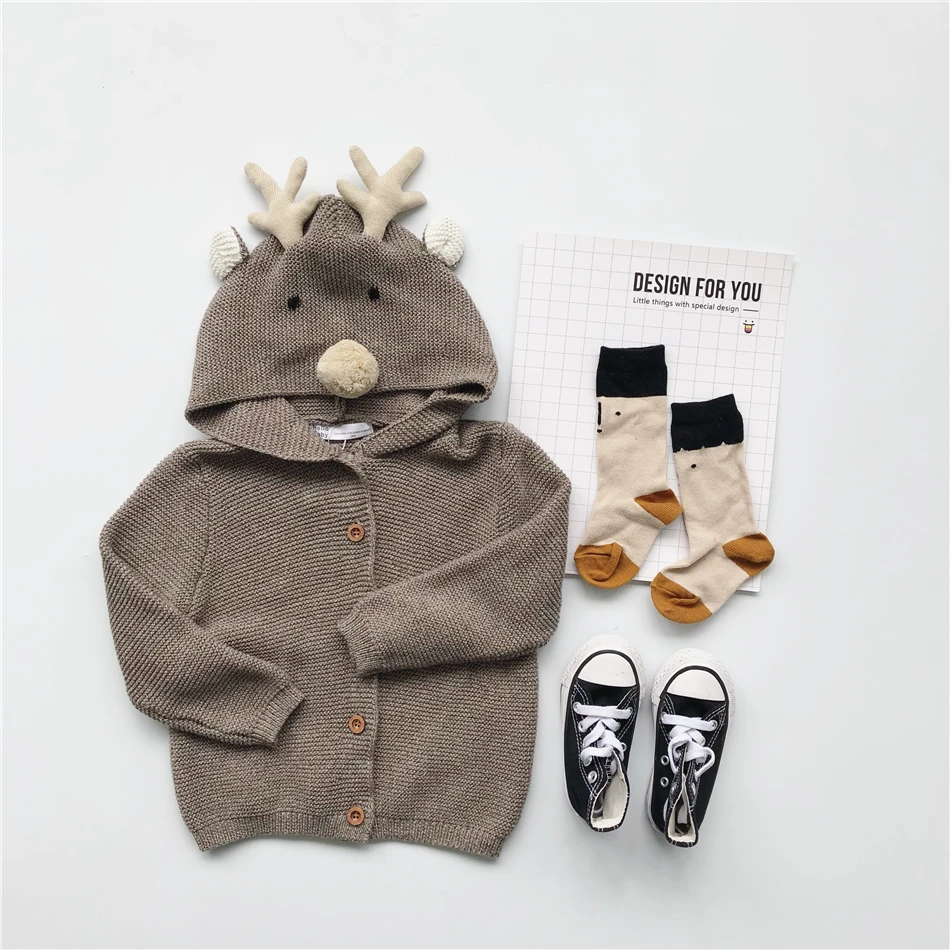 Spring Baby Boys Knitted Coat Baby Girls Outerwear& Coats New Cute Cartoon Knit Cardigan Kids Clothes Boy Girl Clothes