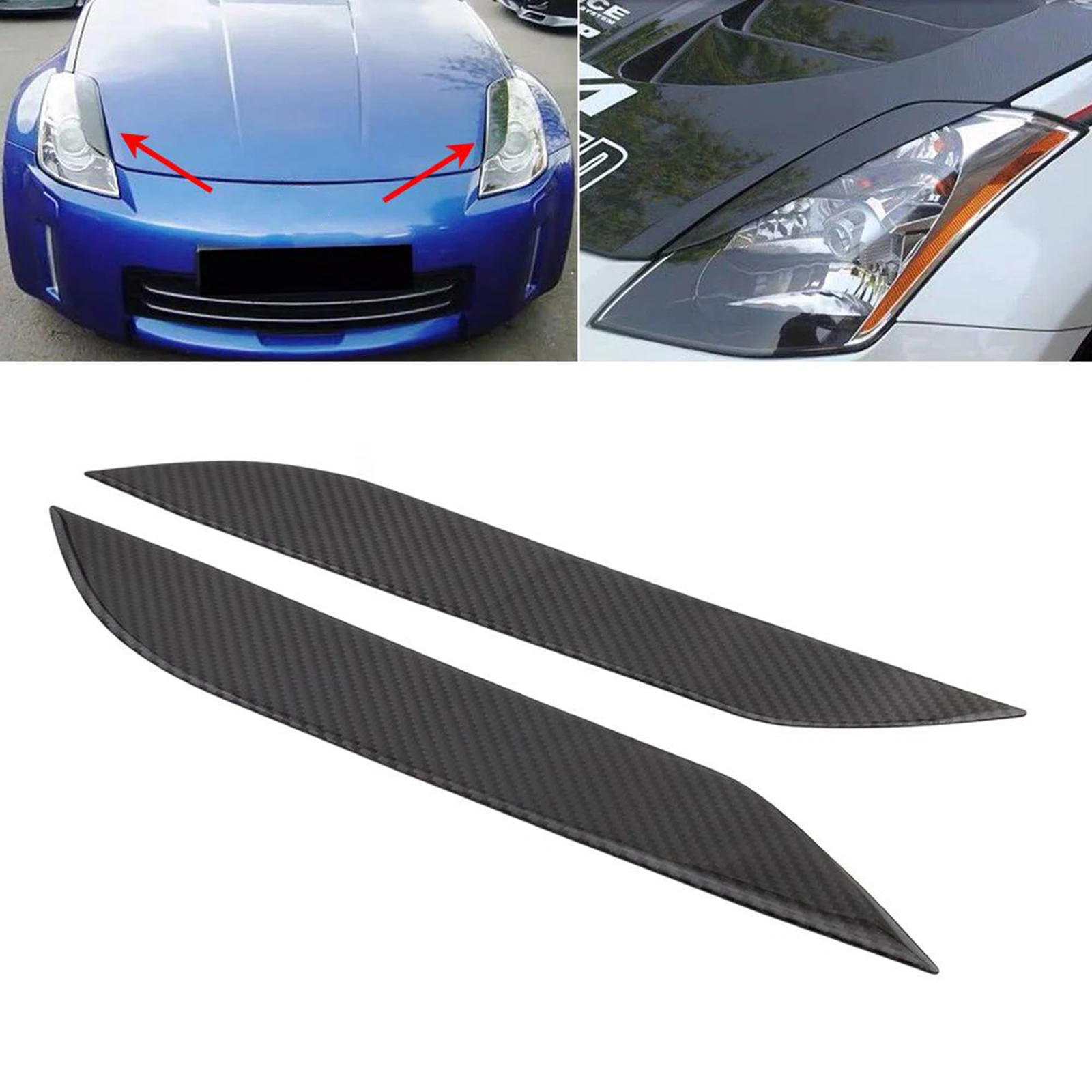 Front Bumper Spoiler Lip, Carbon Fiber Car Front Bumper Fins Splitters Canards Decorative Eyelids Eyebrows for Nissan 350Z Front Bumper Spoiler Lip, Carbon Fiber Car Front Bumper Fins Splitters Canards Decorative Eyelids Eyebrows for Nissan 350Z