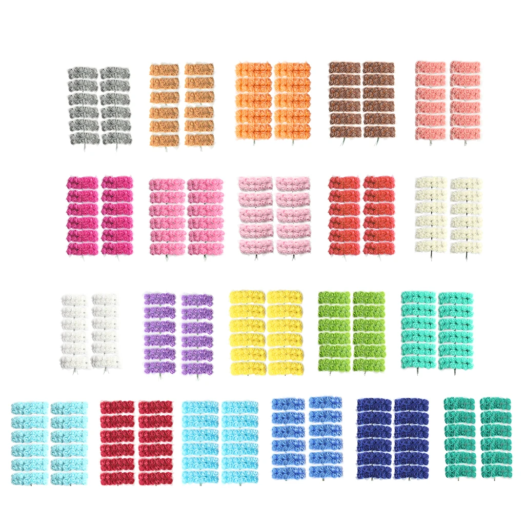 144 Pieces Artificial Miniature Foam Rose Flower Wedding Bridal Bridesmaid Bouquet Engagement Anniversary DIY Craft Decoration 