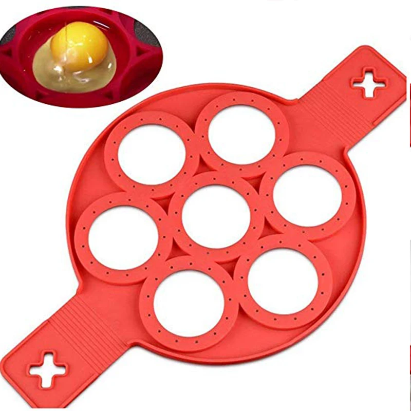 

ULKNN 7 Holes Silicone Nonstick Pancake Rings Maker Egg Ring Maker Round Pancake Mold Kitchen DIY Frying Egg Mold Tool