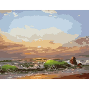 

2020 NEW Sea View Handmade DIY Digital oil Paintingpaint number and Coloring Oil painting Living room Dining room Bedroom