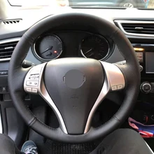 Free Shipping High Quality cowhide Top Layer Leather handmade Sewing Steering wheel covers protect For Nissan Teana Tiida