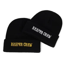 Reaper Crew Letter True color повседневные шапочки для мужчин и женщин модная вязаная зимняя шапка однотонная хип-хоп Skullies шляпа Кепка в стиле унисекс