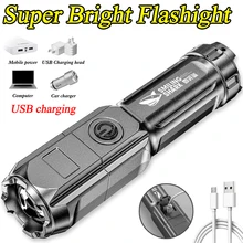 

Outdoor Multi-function Torch Ultra Bright Flashlight ABS Strong Light Focusing Led Flash Light Rechargeable Zoom Xenon Forces