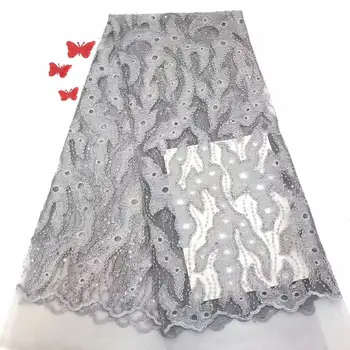

Latest High Quality gray sequins Embroidered For Dress Nigerian Tulle Lace Fabric FD1216