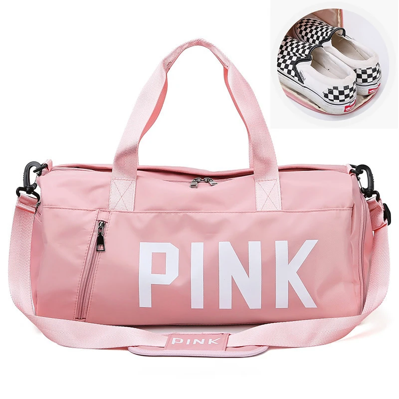 

Cute PINK Waterproof Travel Sport Gym Bag Fitness Training Yoga Handbag Big Capacity Outdoor Training Dry Wet Shoe Pouch Sequin