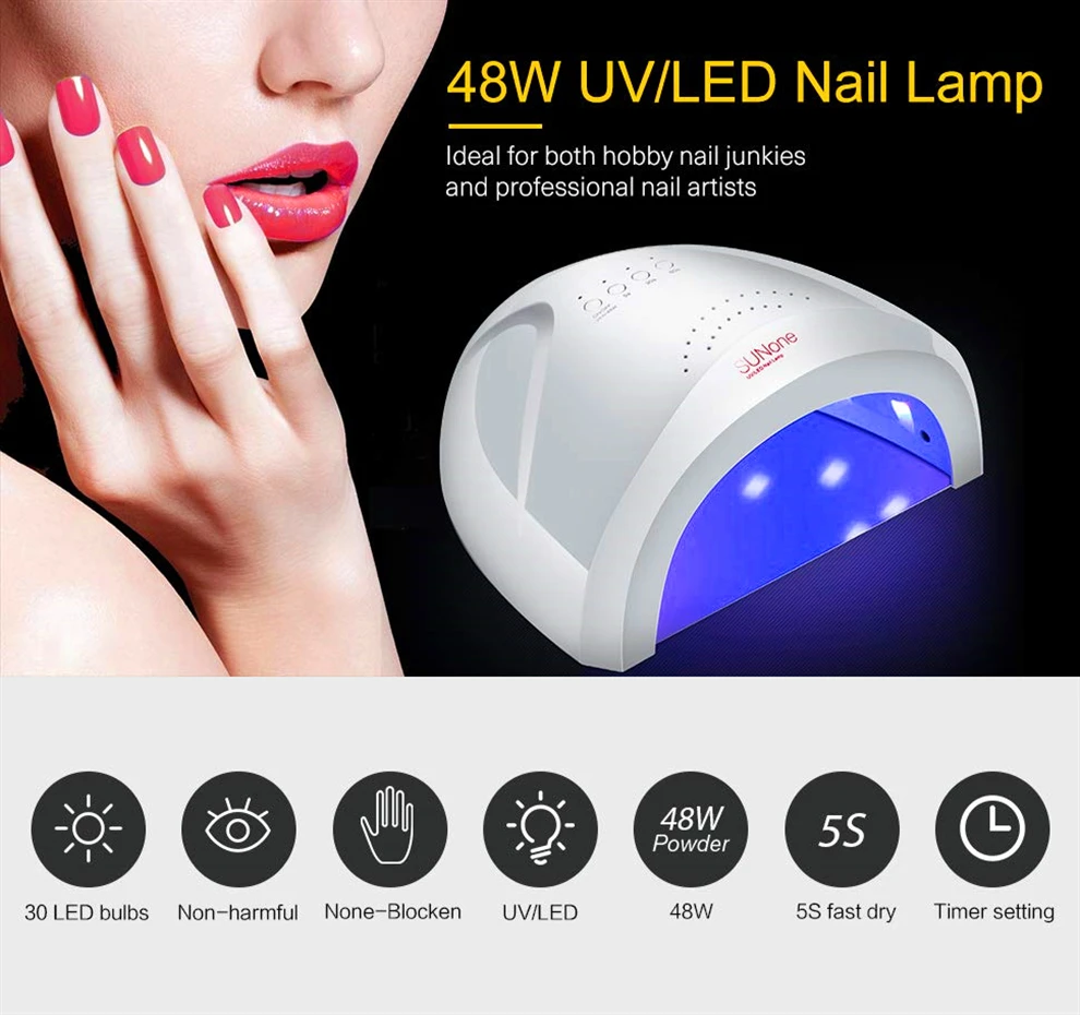 48W SUNONE UV LED Nail Lamp Curing Lights Professional Nail Dryer Drying UV Gel Polish Nail Art Pedicure Machine Manicure Tool