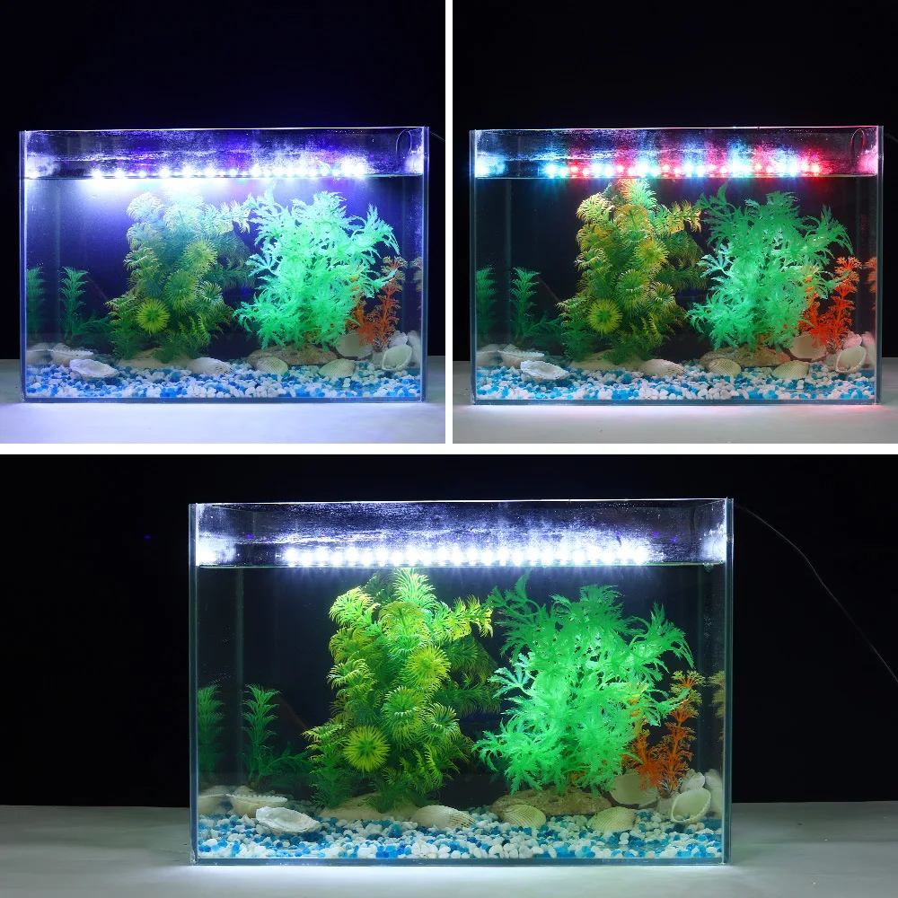 LED Fish Tank Light Indoor Aquarium Decor Lighting Aquatic Lamp Plant Lamp Waterproof Clip Fixed Fish Light 18-58CM 220V EU Plug