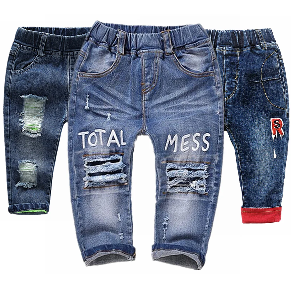 04t Baby Jeans Infant Cotton Stretchy Denim Pants Kids Trousers Ripped