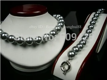 free shipping &gt&gt&gt&gtGW 12MM Noble Silver_Gray Shell Pearl Set (Necklace&ampBracelet) | Украшения и аксессуары