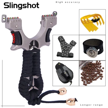 

Big Power Stainless Steel Slingshot High Precision Flat Leather Catapult Outdoor Hunting Accessories Professional Bow Shooting