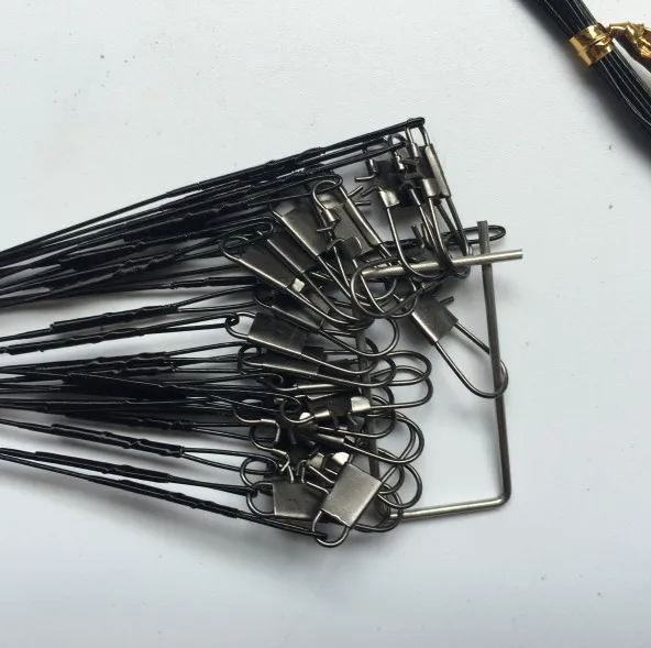 

Black Ribbon 8 Words Ring Fast Brooch of Steel Wire Lure Leader Line Fishing fang yao xian 72 PCS