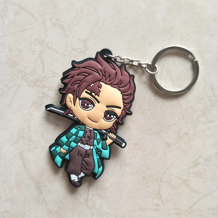 50 шт./лот аниме демон убийца: Kimetsu no Yaiba ПВХ Рисунок брелок кулон игрушки Tanjirou Nezuko фигурки двусторонний набор ключей