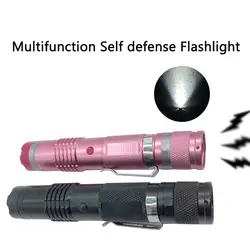 Lampe de poche LED multifonction, Portable, pour l'extérieur, avec pince, outils d'auto défense pour femmes, Elec tric shock, Anti loup 