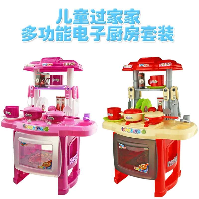  Children Play House Educational Play kitchens Toy Model DIY Smart Kitchen Tableware Table Set - 4000267297778