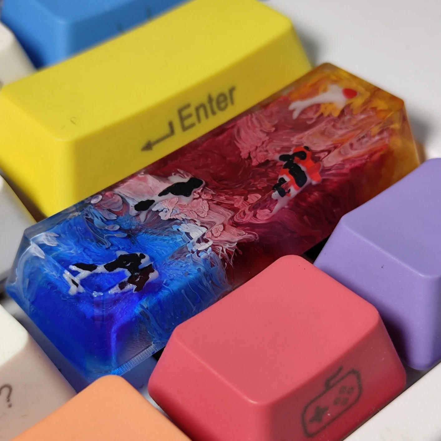 For Mechanical Keyboard Accessories Scenery Koi Shift Resin Key Caps 2