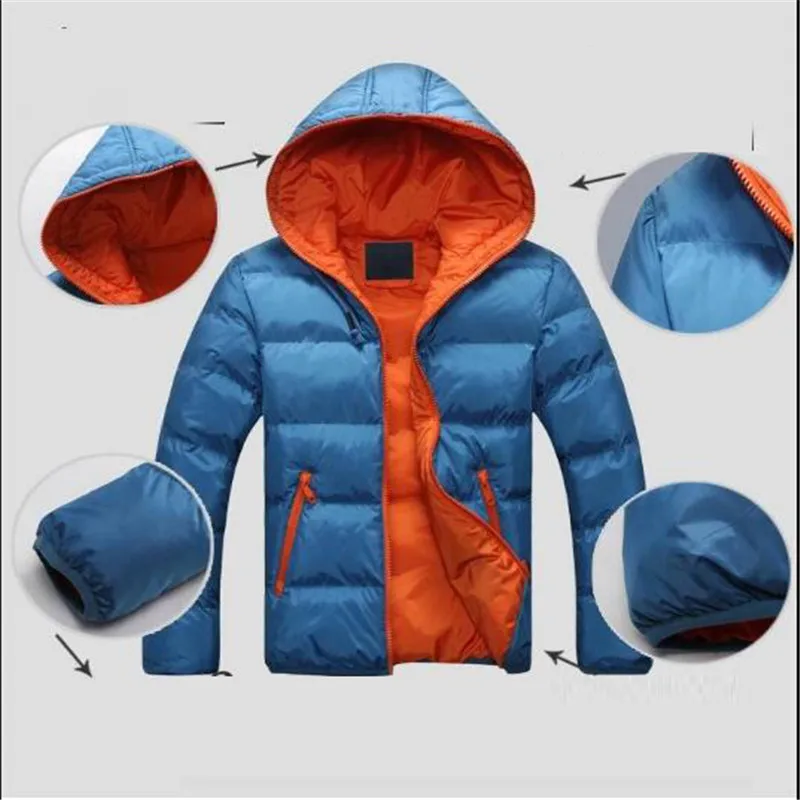 Новые повседневные Брендовые куртки мужские осень зима теплое пальто Мужская Верхняя одежда с капюшоном Мужская ветрозащитная парка синий красный