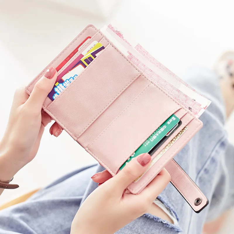 Новая мода тонкий женский кошелек визитница женский короткий мини складной студенческий кошелек для кредитных карт маленькие сумки