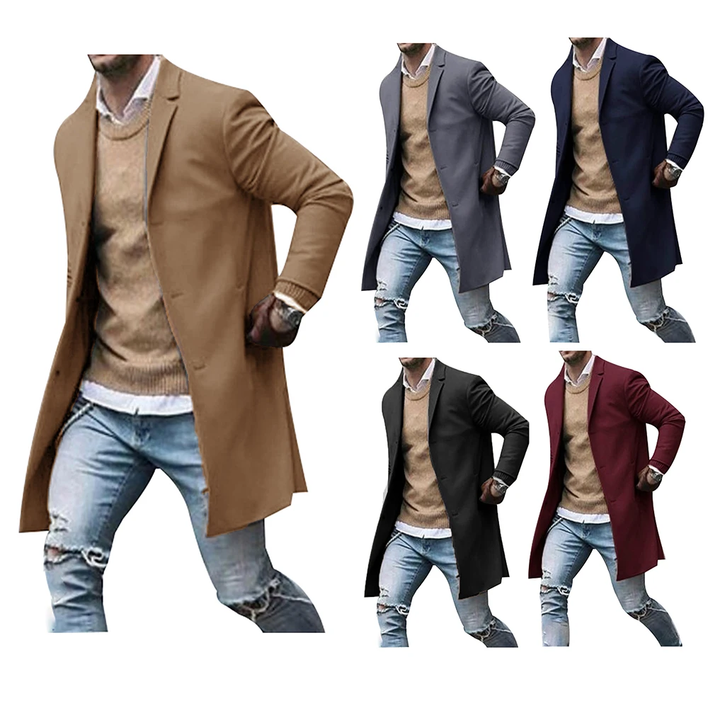 Men's solid color suit long sleeve business gentleman formal coat куртка мужская зимняя Men's solid color suit long sleeve business gentleman formal coat куртка мужская зимняя