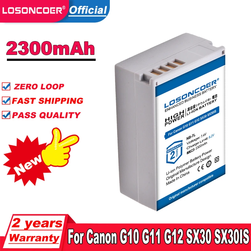 LOSONCOER 2300mAh NB 7L NB 7L NB7L Battery For Canon PowerShot G10 G11