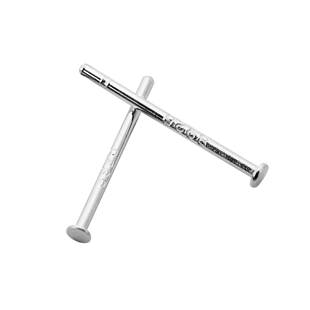 100 unids/lote Carven 925 de plata de 12MM de longitud en blanco pendiente Pin aguja con 1,5mm cabeza plana para bricolaje pendiente joyería encontrar