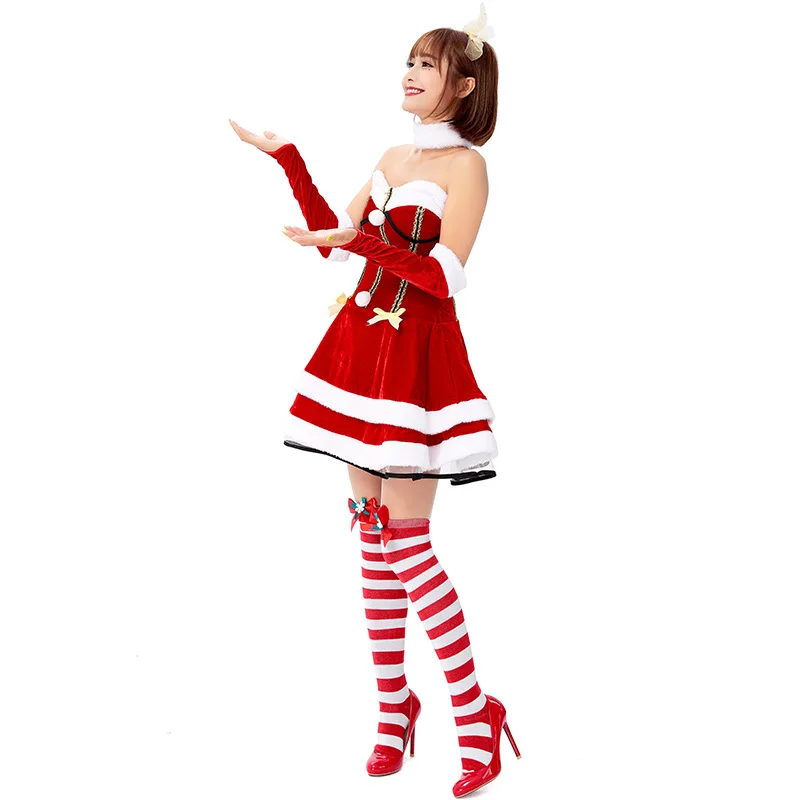 Санта Клаус костюм для косплея, для взрослых Рождественский костюм для Для женщин Санта Клаус Наряжаться карнавальный вечерние костюм