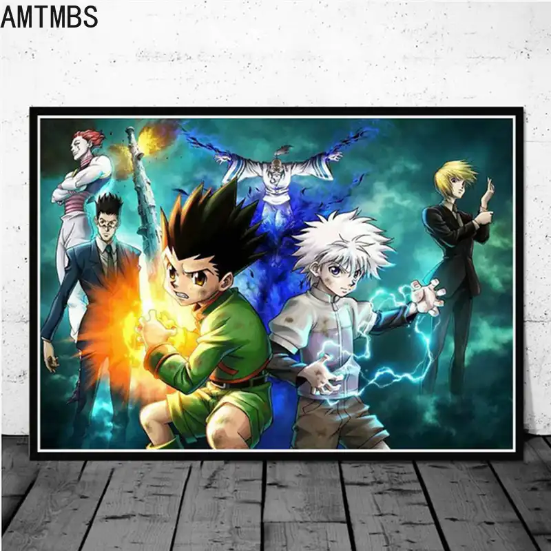 Amtmbsアニメハンター ハンターdiyの数字数字でキャンバス絵の手塗装オイル壁の写真を絵画リビングルーム 絵画 書道 Aliexpress